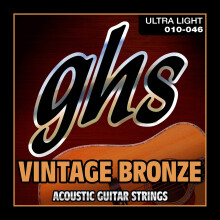 GHS Strings VN-ul Vintage Bronze Acoustic Guitar Strings 6 Set Ultra Light (010-046)