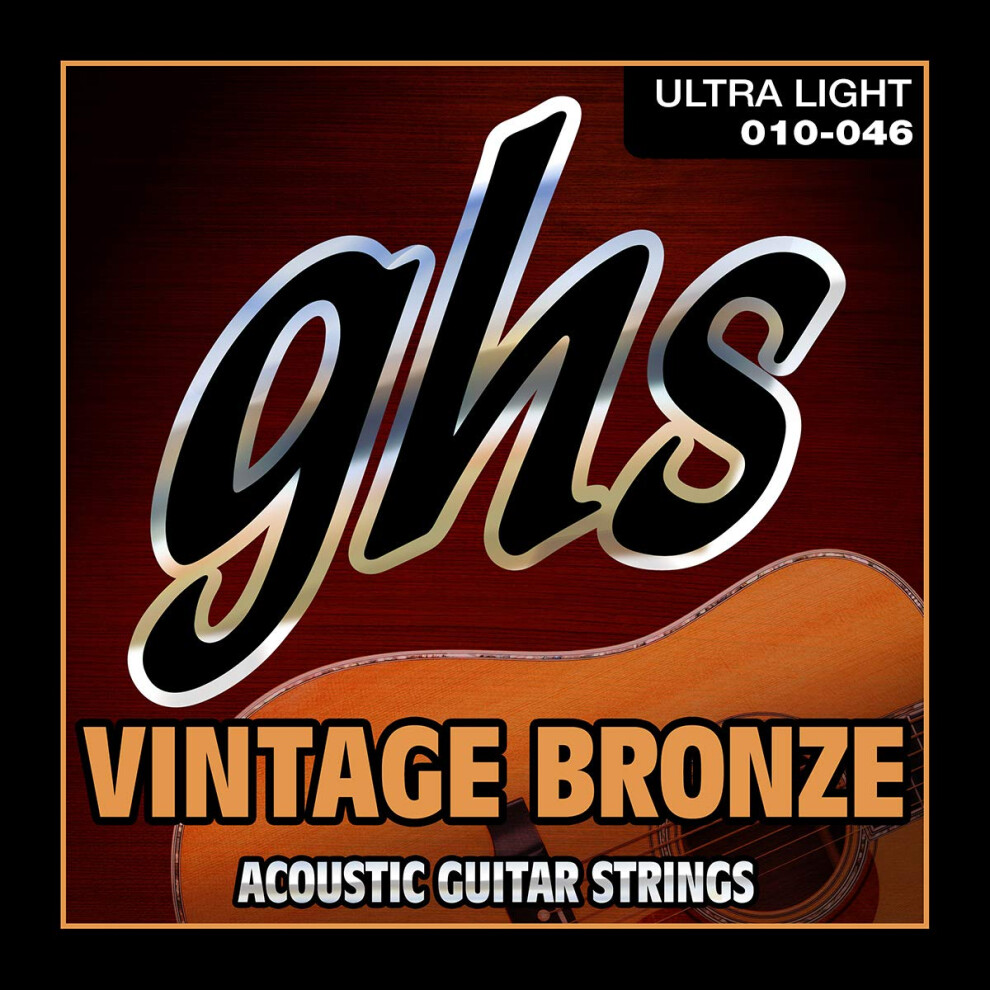 GHS Strings VN-UL VINTAGE BRONZE Acoustic Guitar Strings 6 Set Ultra Light (010-046)