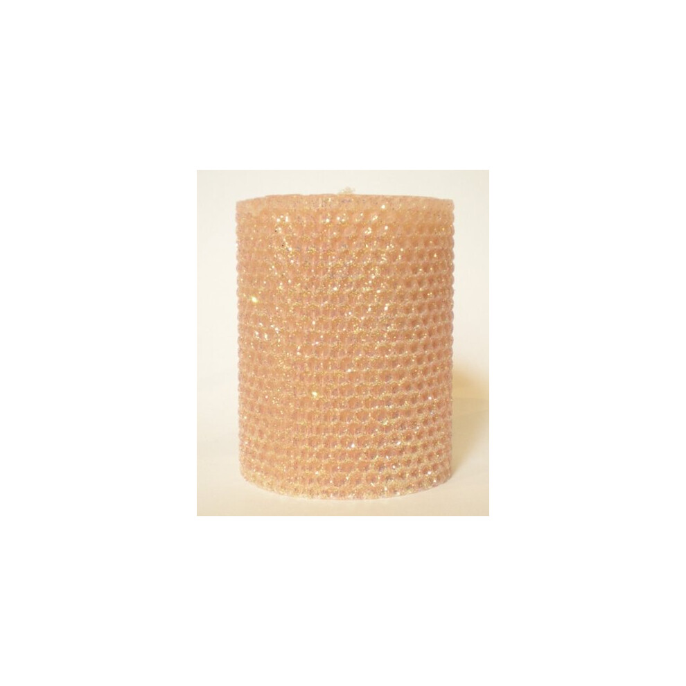 Gold Rush 50 Hour-4 Inch Natural Beeswax Hybrid Pillar Glitter Candle  Champagne Color-image-OPC-PFNS5ZZ-NEW