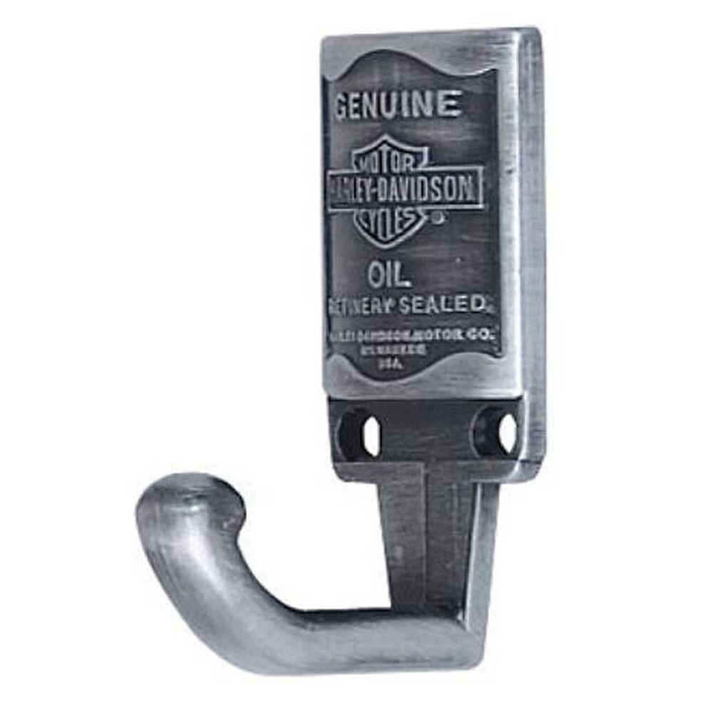 Harley-Davidson FBA_HDL-10102 HDL-10102 Wall Hook for Clothes  Oil Can Logo  Antique Pewter Finish  2.3 x 1.1 x 1.3-in  Silver