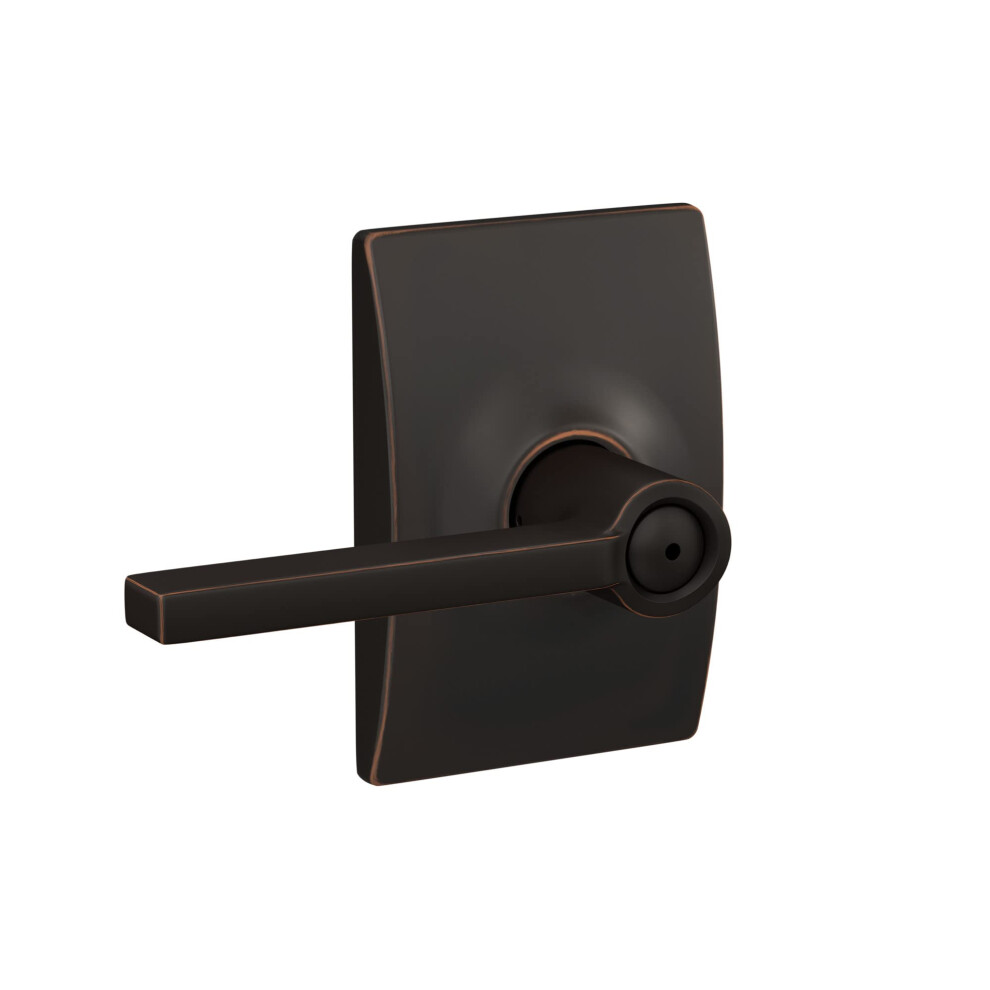 Schlage F40 LAT 716 CEN Latitude Door Lever with Century Trim  Bed & Bath Privacy Lock  Aged Bronze-image-OPC-PGFCX96-NEW