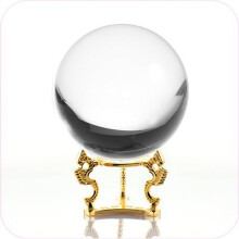 Amlong Crystal Clear Crystal Ball 80mm (3.1 in.) Including Golden Dragon Stand and Gift Package