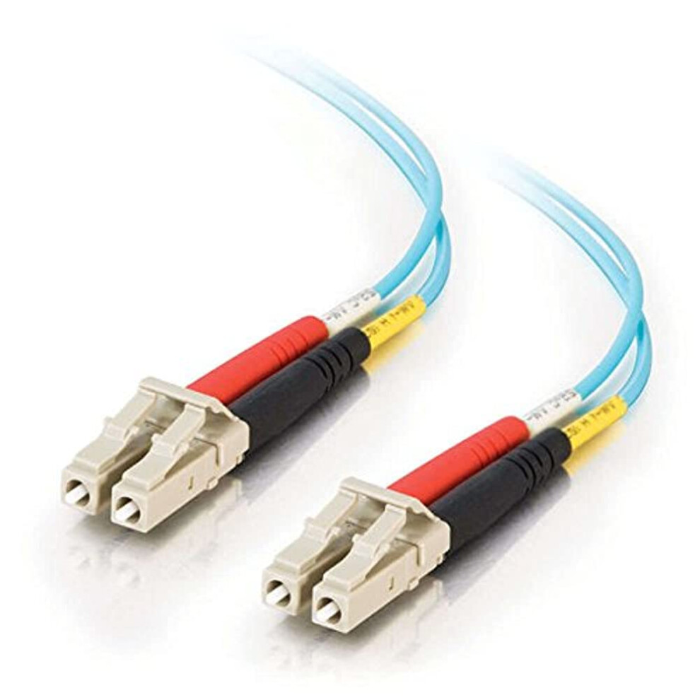 C2G 11003 OM3 Fiber Optic Cable - LC-LC 10Gb 50/125 Duplex Multimode Fiber Cable TAA Compliant Aqua (16.4 Feet 5 Meters)
