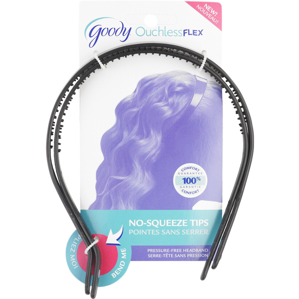 Goody Ouchless Flex Thin Pressure-Free Headband  2 Count (Pack of 3)