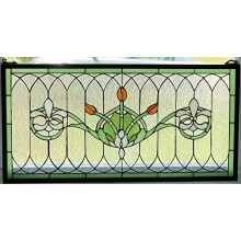 Panel de ventana de vitral Tiffany con dise   o de flor de lis, 81 x 40 cm