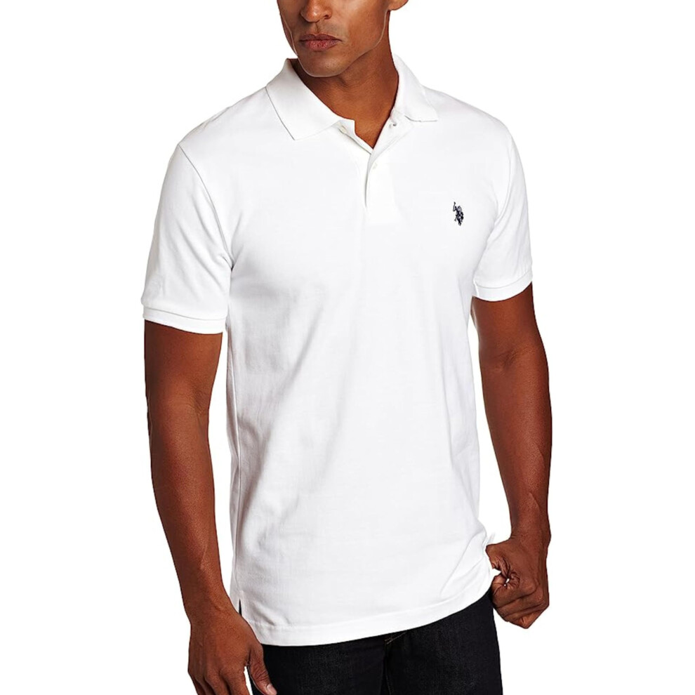 Polo piqu        manches courtes coupe classique pour homme, US Polo Assn., en coton, blanc, taille L
