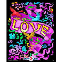 Stuff2Color Love Banner - Beautiful Fuzzy Velvet Coloring Poster for Kids and Adults (Excellent Indoor Coloring Activity)