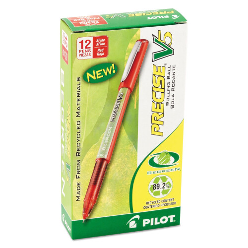Pilot Pilot 26302 Precise V5 BeGreen Rollerball-Stift, 0,5mm, rotes Tinte/Gehause, Dutzend 1
