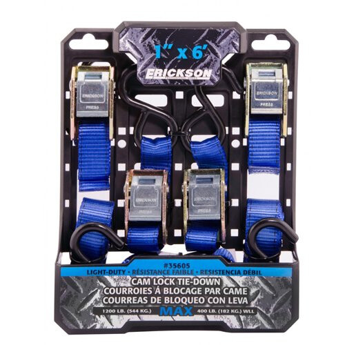 Erickson 35605 Let Duty Cam Lock-down stropp 4 Pack (1 """" X 6 '1200 lb Load Capacity) 1