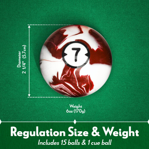 Iszy Billiards Bolas de Bilhar - Conjunto de 16 Bolas para Mesa de Bilhar - 2 1/4 Polegadas, 6 Onças 2