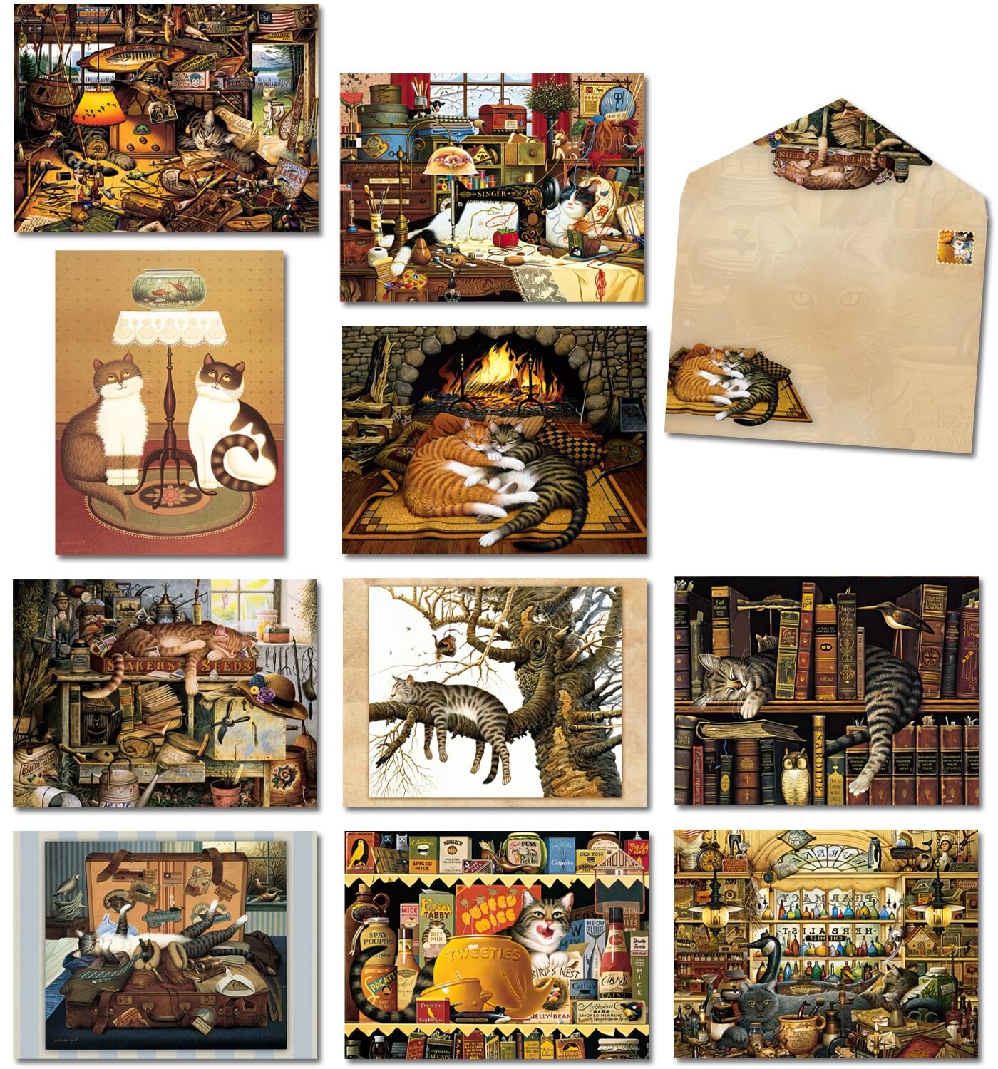 Lot De 10 Cartes Et Enveloppes Vierges Avec Enveloppes Motif Fleurs