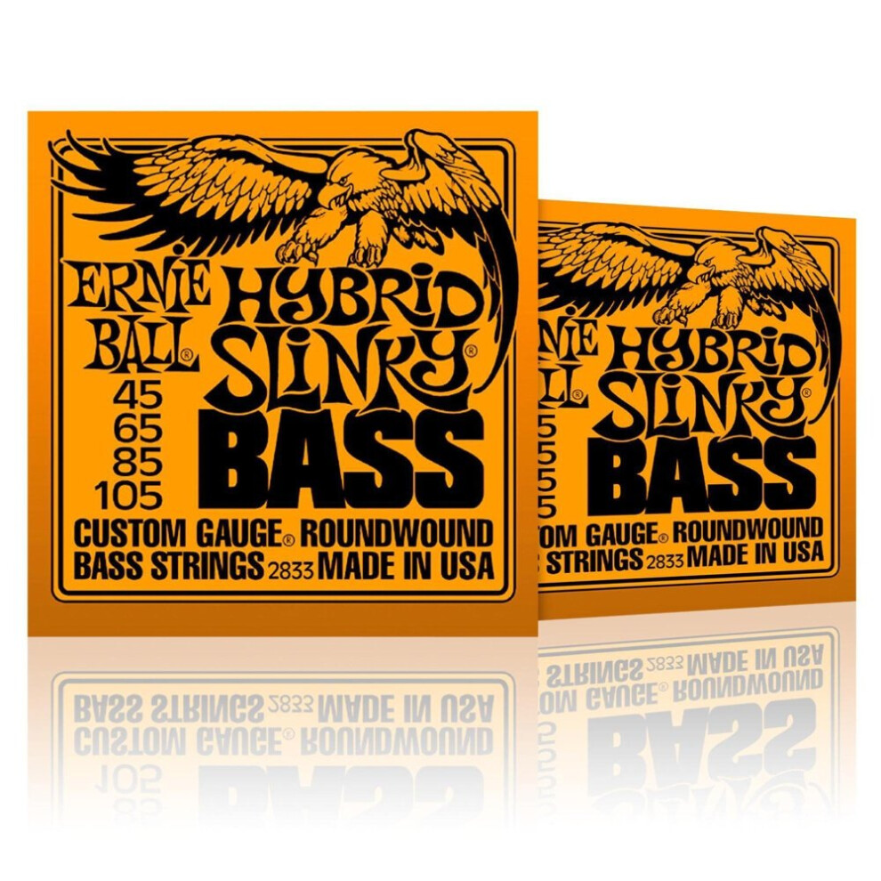Ernie Ball 2833 Hybrid Slinky Round Wound Bass Strings 2 Pack