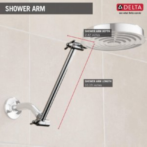 Braço de Chuveiro Ajustável Delta de 10 polegadas para Cabeçotes, Cromado UA902-PK 2
