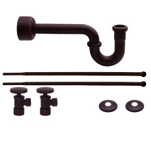 Westbrass D1538L-12 WC-Zulaufleitungssatz fr Sockelwaschbecken mit P-Siphon und Winkelstoppern mit rundem Griff, lgeriebener Bronze