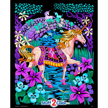 Stuff2Color Unicorn Bridge - Beatiful Fuzzy Velvet Coloring Poster for Kids Toddlers and Adults (Arrives Uncolored) - Excellent Arts Crafts Act