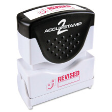 ACCU-STAMP2 Message Stamp with Shutter  1-Color  REVISED  1-5/8"""" x 1/2"""" Impression  Pre-Ink  Red Ink (035587)