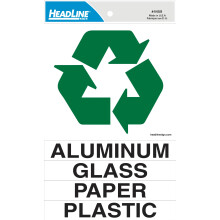 Headline Sign 4459 Selbstklebendes Recycling-Schild mit Etiketten, 15,2 x 25,4 cm (4459)