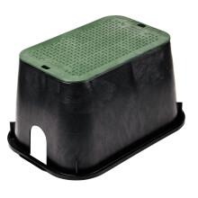 NDS D1000-SG 10 x 15 tum rektangulär ventilbox och lock, 10 tum höjd, bevattningskontrollventil text, svart/grön