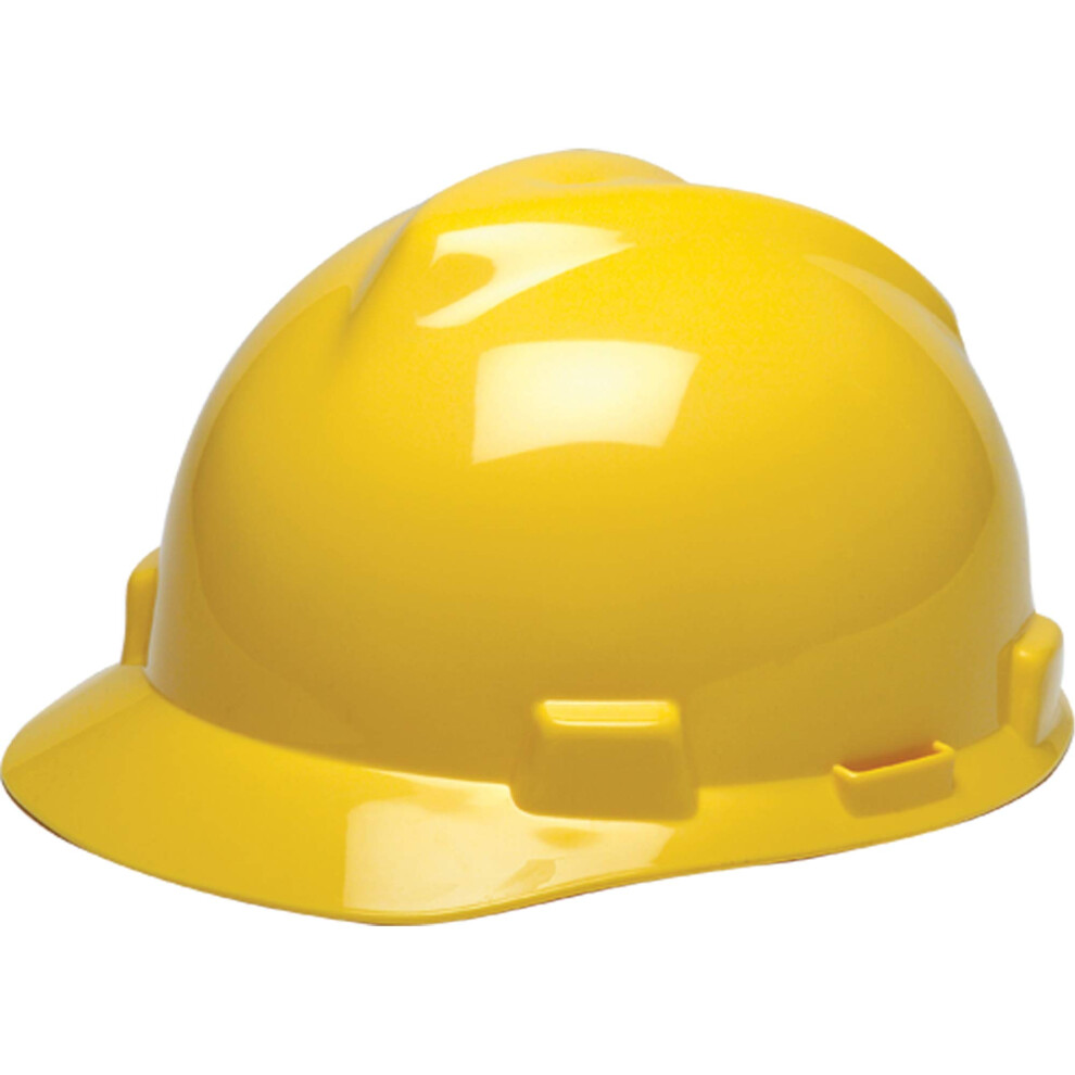 Photos - Safety Equipment MSA Safety Sales Yellow Polyethylene Cap Style Hard Hat With 1-Touch Suspension standard 10057443 