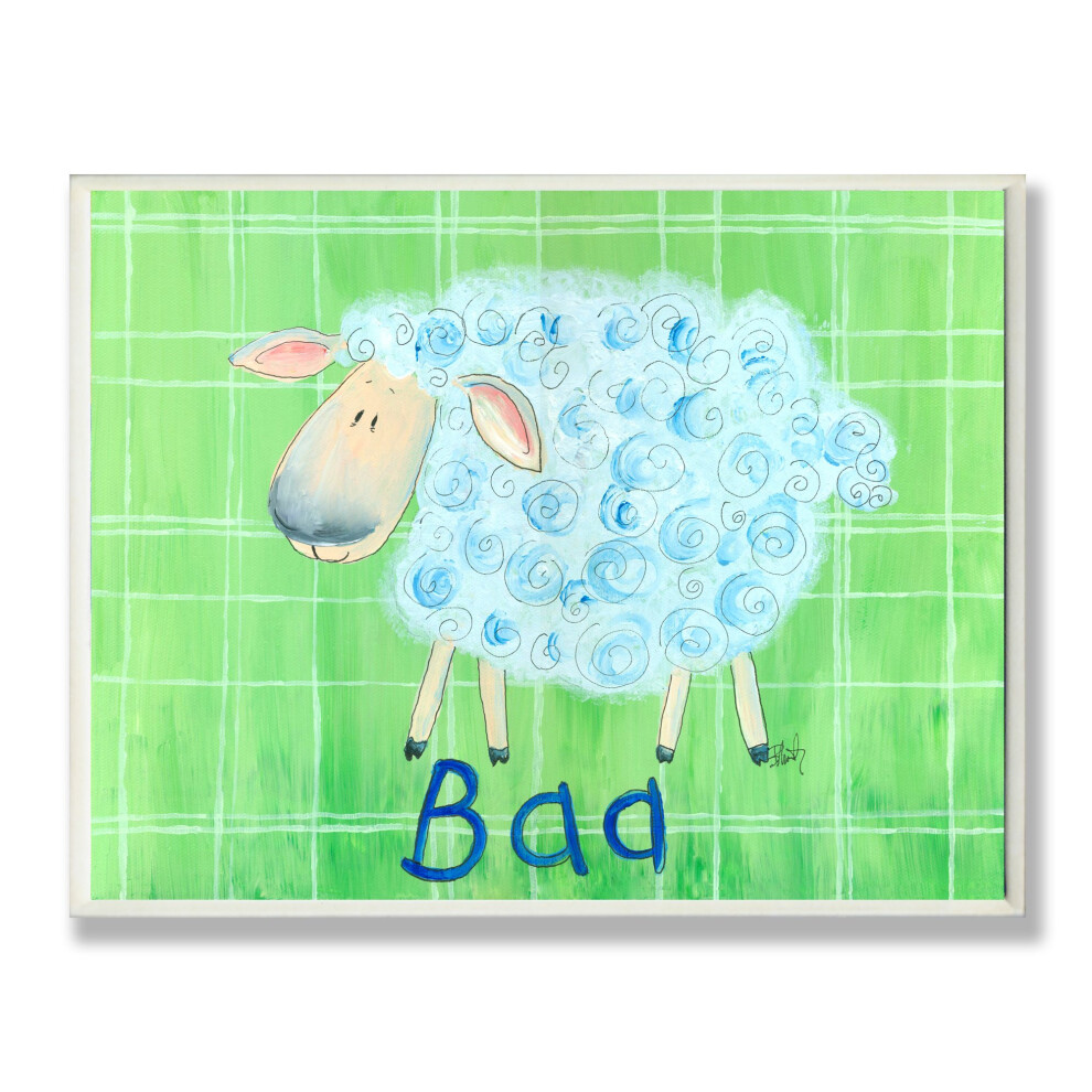 Plaque murale rectangulaire repr   sentant un mouton baa sur fond    cossais vert, par Stupell