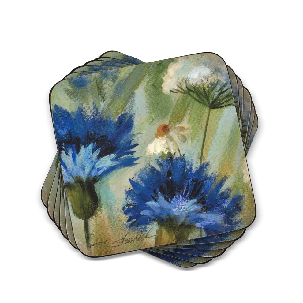Pimpernel Fleur Des Champs Collection Coasters | Set of 6 | Cork Backed Board | Heat and Stain Resistant | Drinks Coaster for Tabletop Protection | Me