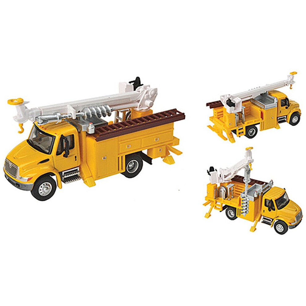 Walthers Scenemaster Yellow International 4300 Utility Truck W/Drill