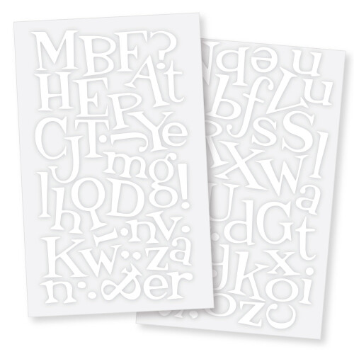 S.E.I Letras Termocolantes Just for Fun 1,5 Polegadas, Transferências para T-Shirts, Branco, 2 Folhas