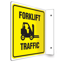 Accuform Forklift Traffic 90D projektiokyltti 8"""" x 8"""" iskunkestv muovi esiporatuilla kiinnitysrei'ill PSP249