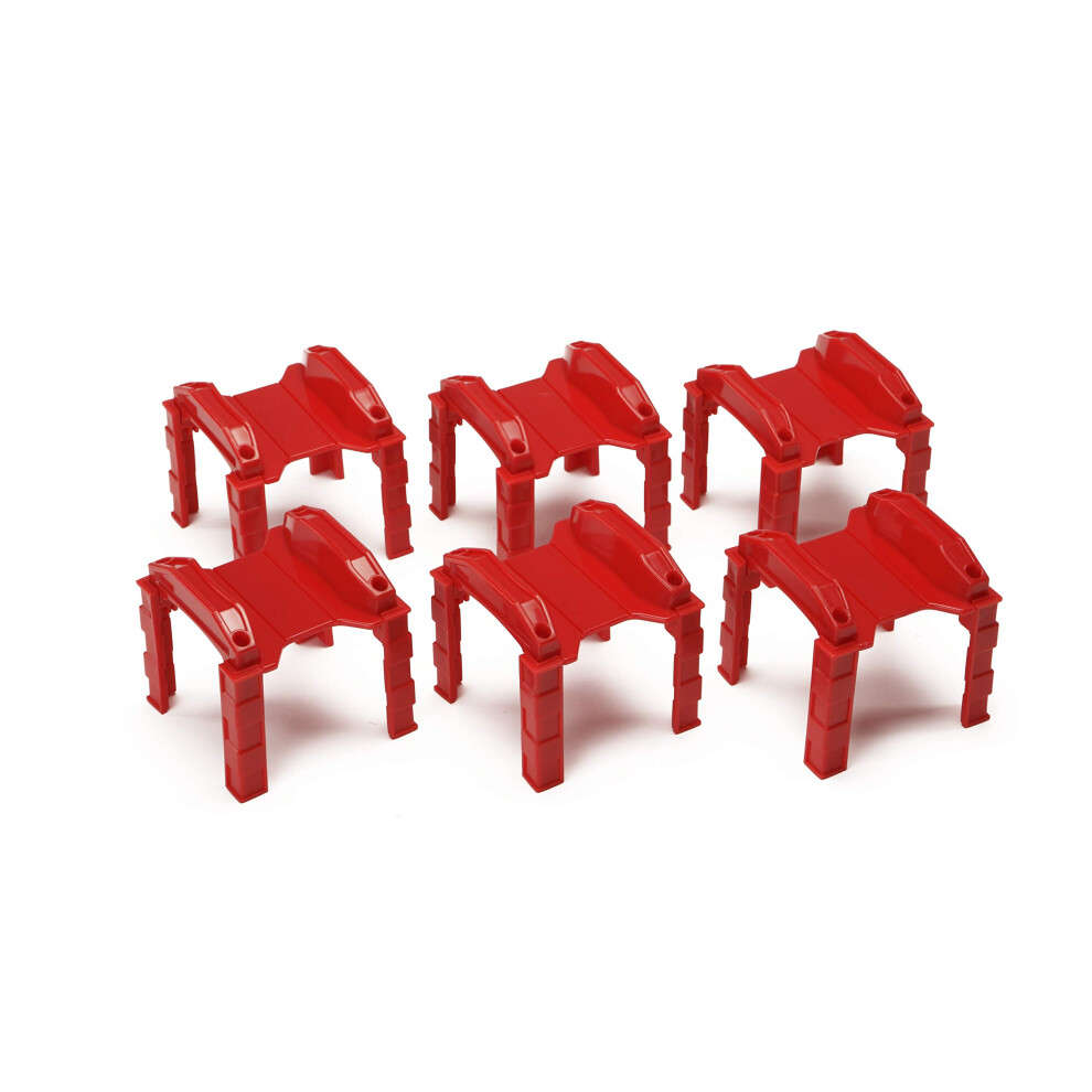Lot De 6 Rehausseurs De Support Multi-Niveaux Rouges. Pour Train En Bois. Permet De Cr Er 3 Niveaux De Rails. Remplacement En Plastique Dur Dur-image