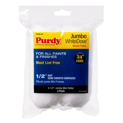 Purdy Ρολό Mini Purdy 14G624013 Jumbo 4-1/2" x 1/2" Λευκός Δότης, Υφασμένο, 2-Πακέτο