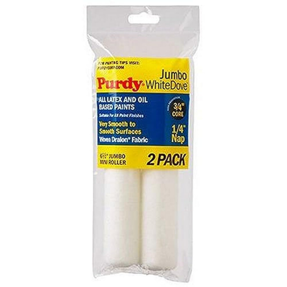 6-1/2  x 1/4  Nap Purdy 140626010 White Dove Jumbo Mini-Roller Cover  Woven  2-Pack