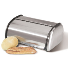 Oggi rustfrit st?l rulletop br?dkasse til k?kkenbordplade med l?g i rustfrit st?l - passer til flere store br?d og andre friskbagte varer inklusi