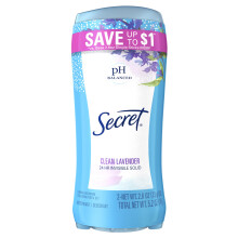Secret Invisible Solid Antitranspirant und Deodorant Clean Lavender Doppelpack, je 2,6 Unzen