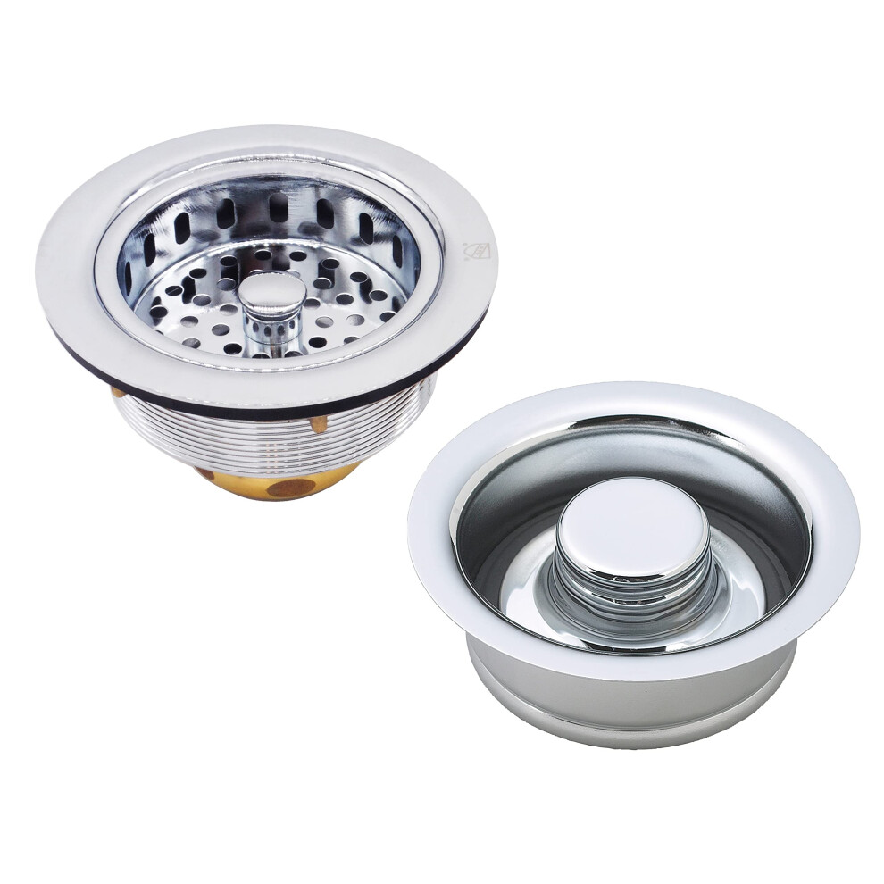 Westbrass D2165-26 Post Style Large Kitchen Basket Strainer With Waste Disposal Flange And Stopper Polished Chrome 747028265263