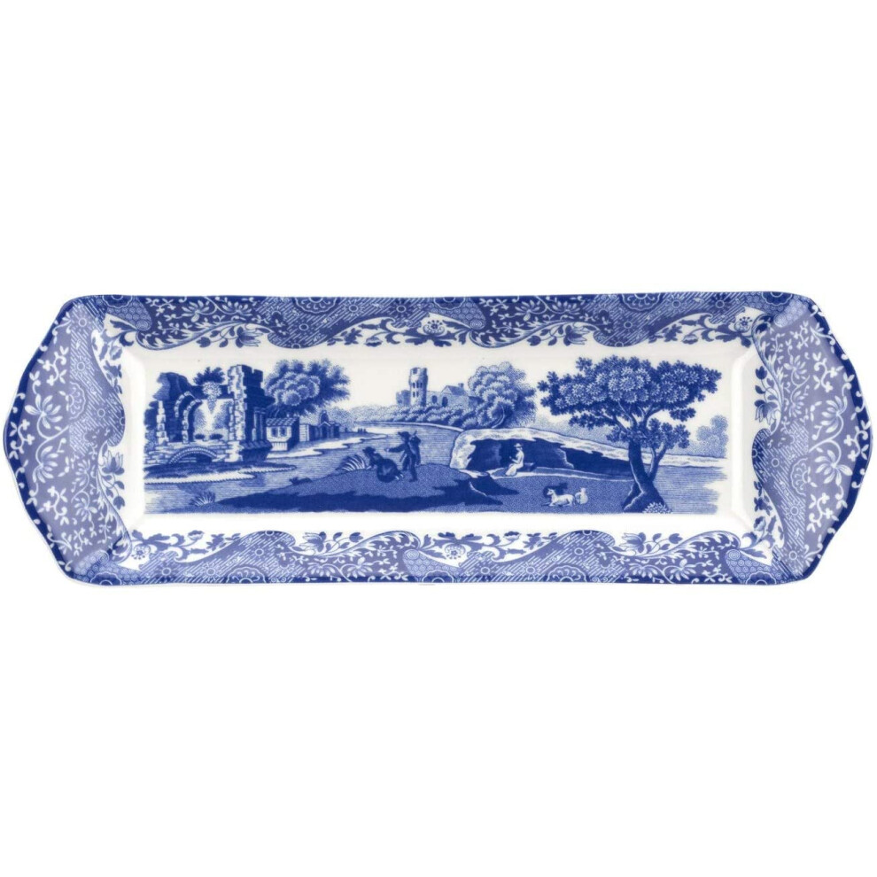 Portmeirion Blue Italian Small Tray | Serving Platter for Tea Sandwiches  Desserts  and Appetizers | Porcelain | Measures 9-Inches | Dishwasher Safe (-image-OPC-PFRR52V-NEW