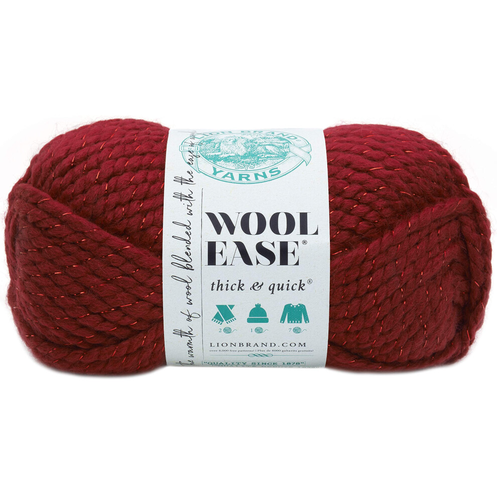 Lion Brand Yarn 640-306 Wool-Ease Thick & Quick Yarn  1-Pack  Poinsettia