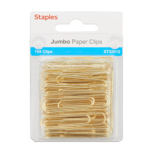 Staples 480112 Jumbo Gold Broklammern glatt 100/Packung (32012)