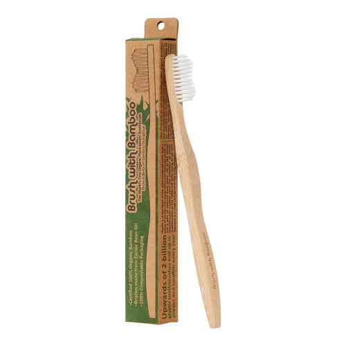 Brush with Bamboo Toothbrush with Plant-Based Bristles - 4 Pack 1