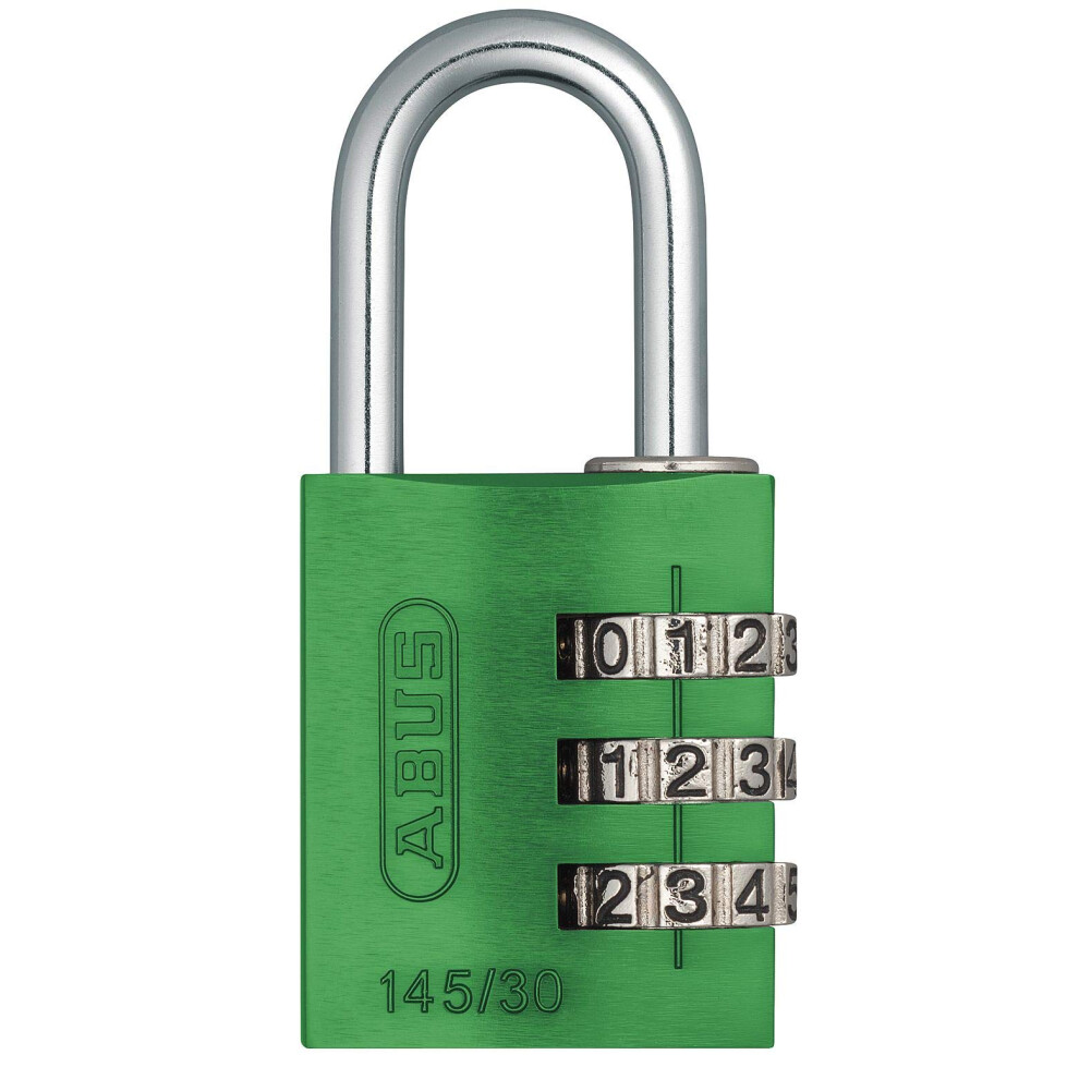 Abus 145/30 C Aluminum Resettable Combination Padlock 3 Dial Green