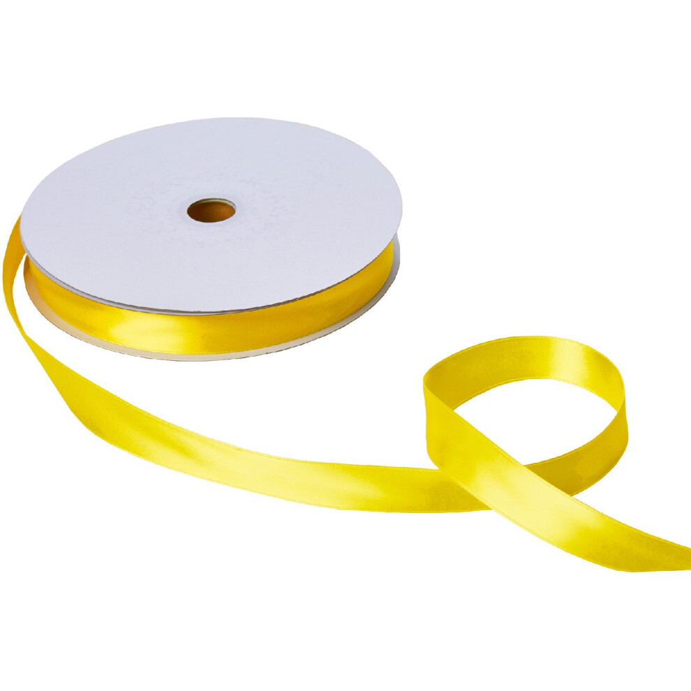 Ruban satin double face Jillson Roberts en vrac de 2,5 cm, disponible en 20 couleurs, jaune, bobine de 100 m   tres (BFR1012)