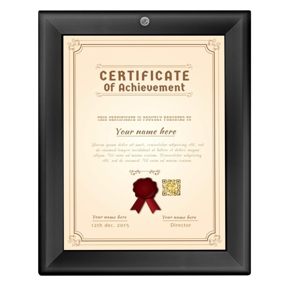 Cadre De Dipl Me Verrouillable Snapezo 8,5 X 11 Pouces, Noir, Profil En Aluminium De 1,25 Pouce, Verrouillable, Chargement Frontal, Montage Mura-image