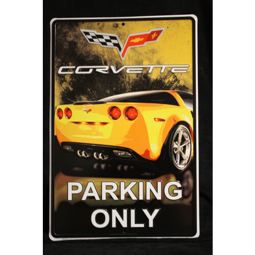 Vierfarbiges Schild    Corvette Parking Only