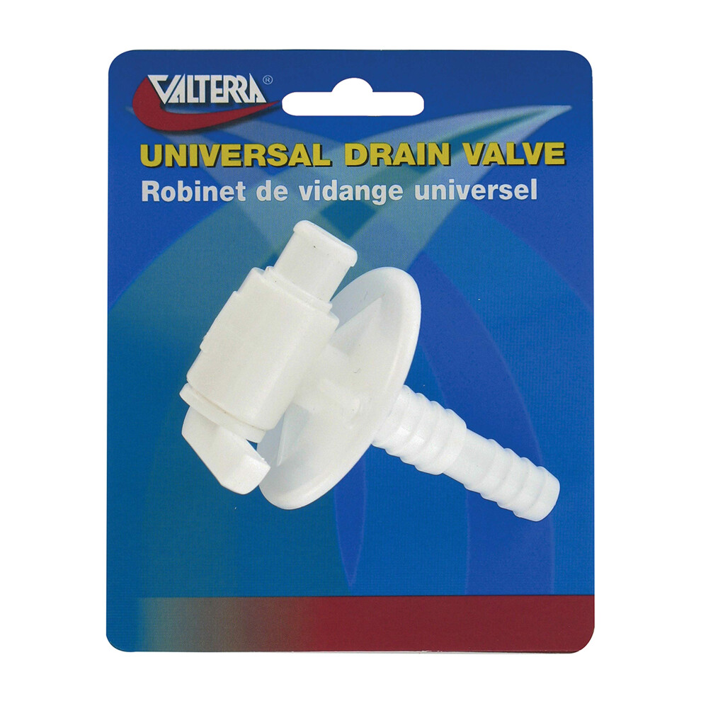 Valterra A01-2025Vp Universal Drain Valve - Barbed White (Carded) 019079620255
