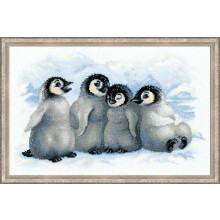 RIOLIS 1323 - Pinguini divertenti - Kit punto croce 40x25 cm Zweigart 14 ct. AIDA bianca 20 colori