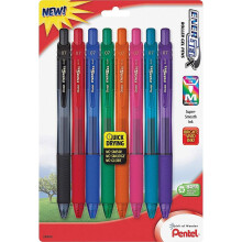 Pentel EnerGel-X Colors intrekbare vloeibare gelpen, 0,7 mm metalen punt, gemengde inkt, 8 stuks (verpakking van 1)