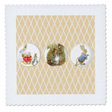 3dRose qs_99146_1 Peter Rabbit a jeho priatelia - Pr behy - Vintage umeleck pre van deka tvorcov 25 x 25 cm