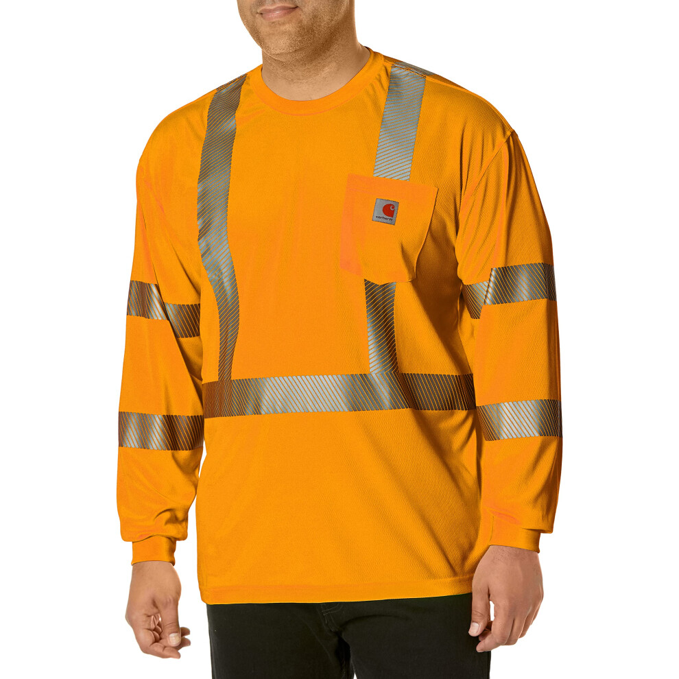 Carhartt Men's High Visibility Force Long Sleeve Class 3 Tee Brite Orange Medium