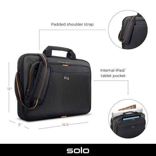 Solo New York Ace Slim Brief pasta para laptop de 15,6 polegadas preta 1