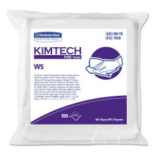 Lingettes Kimtech 06179 W5 pour t ches critiques, sachet double plat, fil , 9 x 9, blanc, 100/paquet, 5/carton