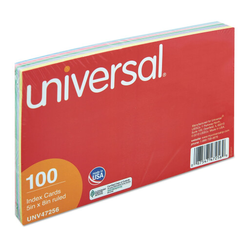 Universal Indekskort Ruled 5 X 8 Assorted 100/pak 2